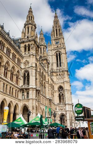 Vienna, Austria - April, 2018: Food And Drink Festival Held On At Rathausplatz In Front Of The Vienn