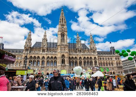 Vienna, Austria - April, 2018: Food And Drink Festival Held On At Rathausplatz In Front Of The Vienn