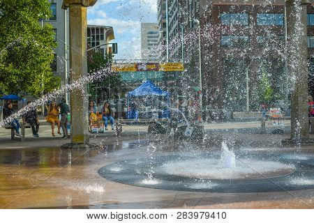 Spokane, Washington - September 3 2018: Tourists And Local Washingtonians Enjoy A Summer Day At Rive