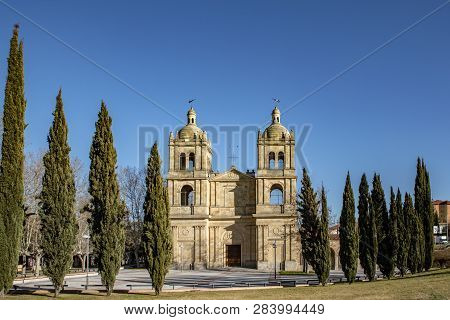 Salamanca, Spain; February 2019: View Of The Facade Of The  Church Of The Arrabal, On The Outskirts 