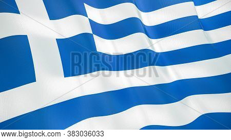 The Waving Flag Of Greece . High Quality 3d Illustration. Perfect For News, Reportage, Events.