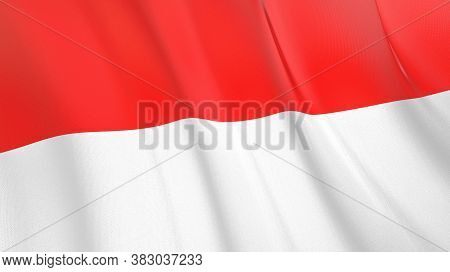 The Waving Flag Of Indonesia . High Quality 3d Illustration. Perfect For News, Reportage, Events.