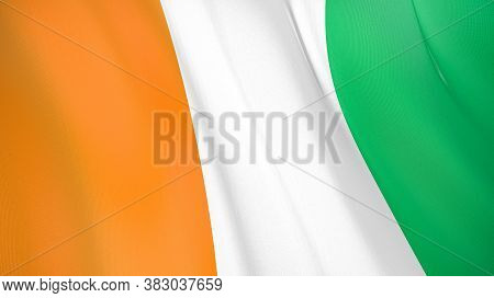 The Waving Flag Of Ivory Coast . High Quality 3d Illustration. Perfect For News, Reportage, Events.