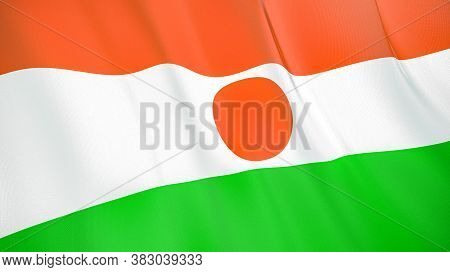 The Waving Flag Of Niger . High Quality 3d Illustration. Perfect For News, Reportage, Events.