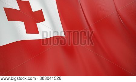 The Waving Flag Of Tonga . High Quality 3d Illustration. Perfect For News, Reportage, Events.