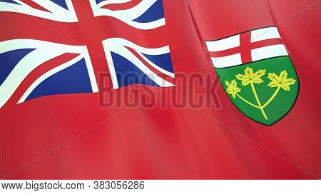 The Waving Flag Of Ontario . High Quality 3d Illustration. Perfect For News, Reportage, Events.