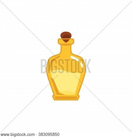 Yellow Magic Potion Bottle, Cartoon Flask Half Full Of Mystery Liquid