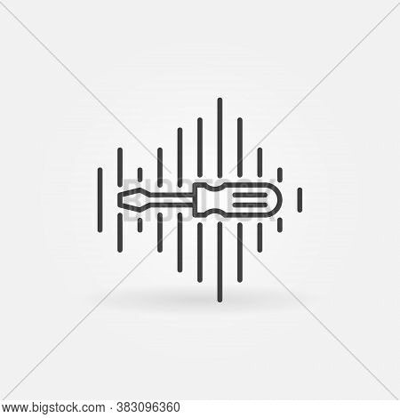 Sound Wave With Screwdriver Line Icon. Sound Editing Vector Concept Sign In Outline Style