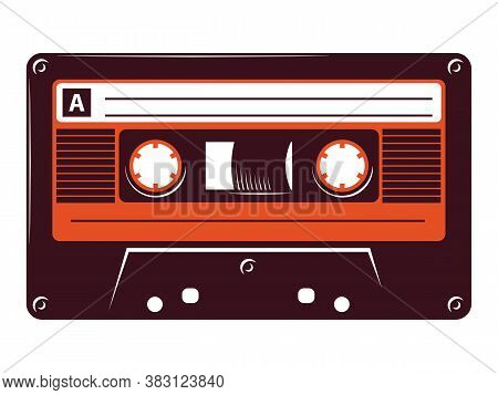 Cassette Tape Retro Vintage Mixtape Vector Illustration On Isolated White Background.