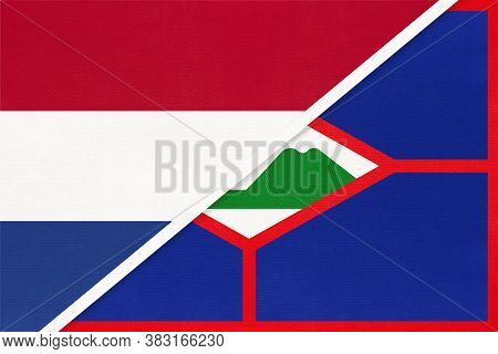 Netherlands Or Holland And Sint Eustatius Or Statia Symbol Of National Flags From Textile. Relations