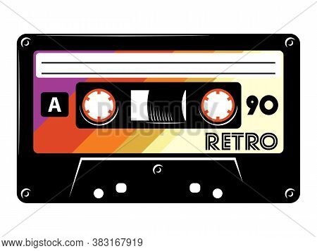 Cassette Tape Retro Vintage Mixtape Vector Illustration On Isolated White Background.
