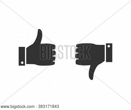 Thumbs Up And Thumbs Down. Flat Style Stock Vector Illustration