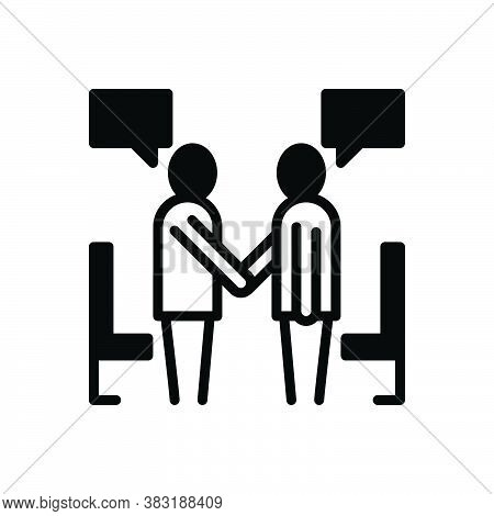 Black Solid Icon For Negotiate Undersell Conversation Debate Business Partnership Handsake Initializ