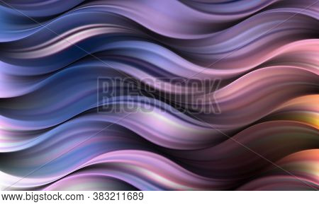 Colorful Flow Brushstroke. Wabe Sea Isolated Line.. Realistic Volume Brush Stroke. Liquid Paint Ink 