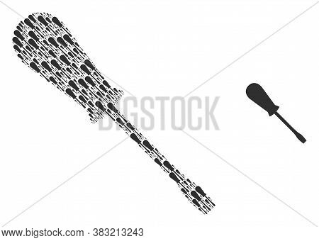 Vector Screwdriver Composition Is Formed Of Random Self Screwdriver Parts. Recursion Composition Of 