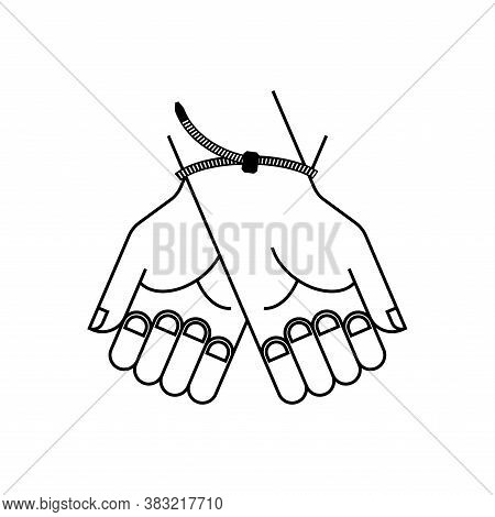 Zip Plastic Handcuffs Symbol Of Violence And Bullying. Sign Lawlessness And Torture. Police Arbitrar