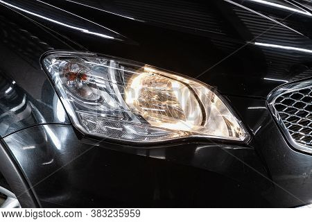 Novosibirsk/ Russia - August 01  2020:  Ssang Yong Action,  Close Up Of The Car Detailing: Beauty Cl