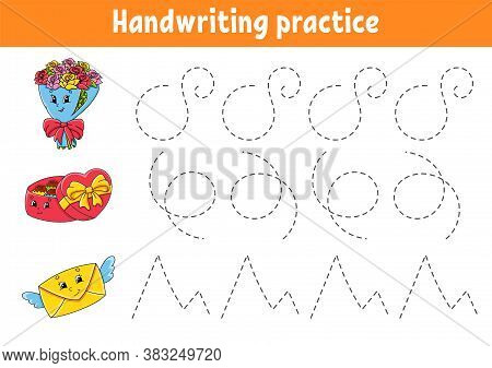 Handwriting Pactice. Education Developing Worksheet. Activity Page. Valentines Day. Color Game For C