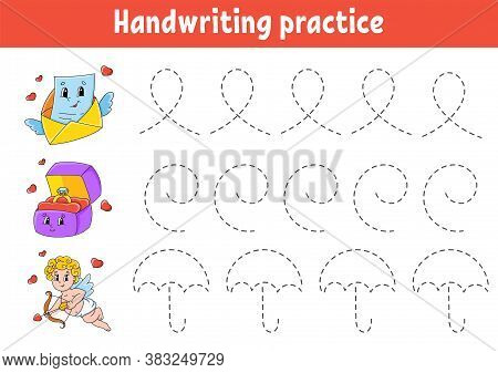 Handwriting Pactice. Education Developing Worksheet. Activity Page. Valentines Day. Color Game For C