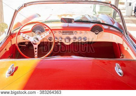 Hackberry, United States, November 2013: Interior Of Chevrolet Corvette C1 50's Edition, Convertible