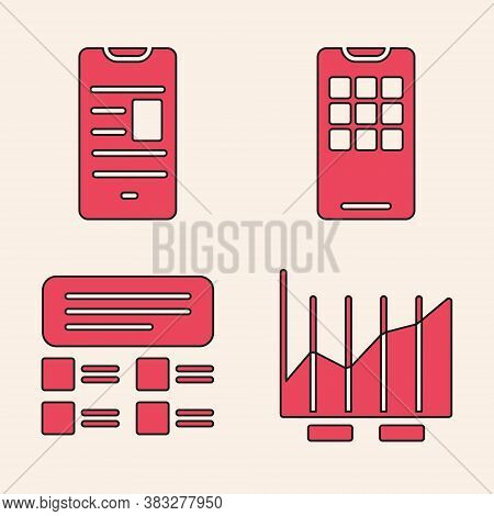 Set Pie Chart Infographic, Online Book On Mobile, Mobile Phone And Online Quiz, Test, Survey Icon. V