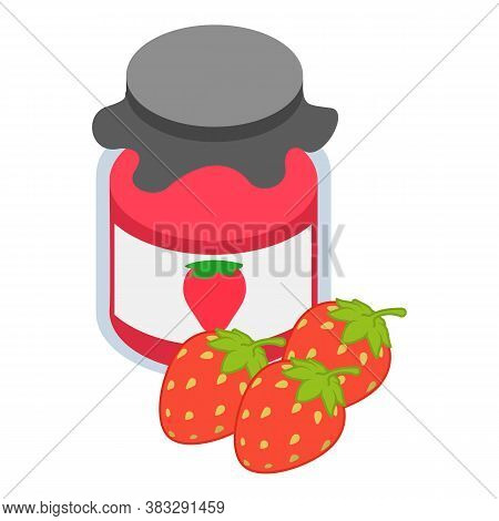 Strawberry Jam Icon. Isometric Illustration Of Strawberry Jam Vector Icon For Web