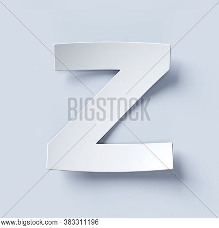 White Bent Paper Font Letter Z, Three Dimensional Object