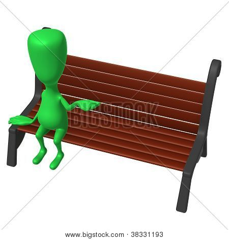 View Green Puppet On Bench Testing Weather