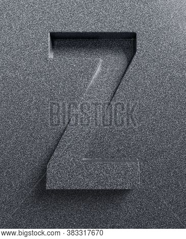 Slanted 3d Font Engraved And Extruded From The Surface, Letter Z