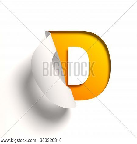 Curl Paper Font Letter D, Three Dimensional Object