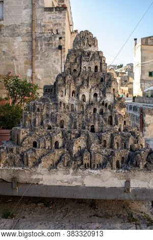 Matera, Italy - September 15, 2019: Closeup Model Of The Sassi Di Matera - Meaning Stones Of Matera 