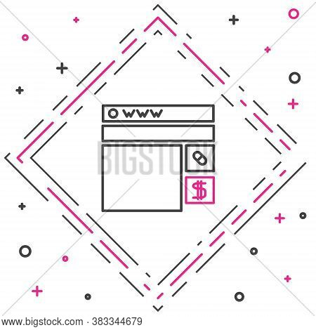 Line Buying Drugs Online Icon Isolated On White Background. Online Buying Symbol. Colorful Outline C