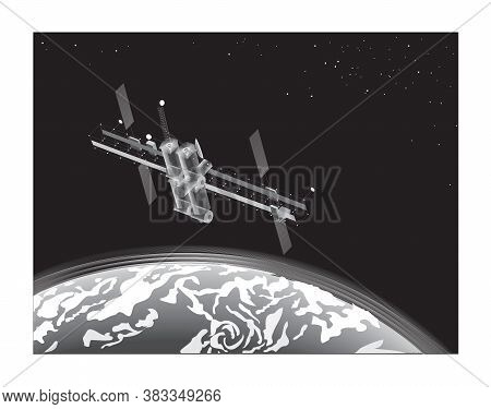 Satellite On Earth. Signal From Sattelite To Earth