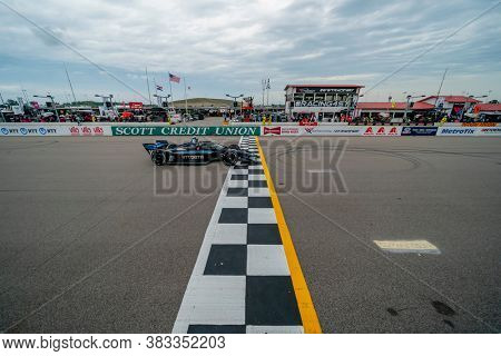 August 29, 2020 - Madison, Illinois, USA: FELIX ROSENQVIST (10) of Varnamo, Sweden races through the turns during the  race for the Bommarito Automotive Group 500 at World Wide Technology Raceway