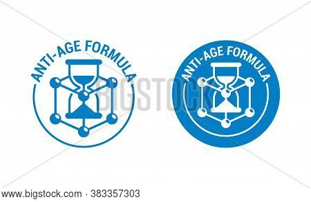 Anti-age Formula Stamp - Emblem For Anti-aging Cosmetics Or Cosmetology Products - Crossed Out Sand 