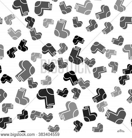 Black Valenki Icon Isolated Seamless Pattern On White Background. National Russian Winter Footwear. 