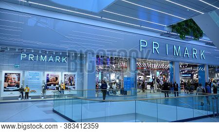 Warsaw, Poland. 1 September 2020. Sign Primark. Company Signboard Primark.