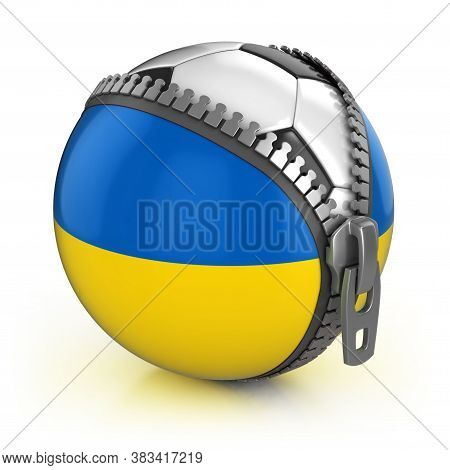 Ukraine Football Nation - Football In The Unzipped Bag With Ukainian Flag Print