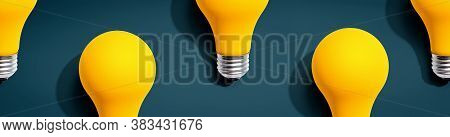 Yellow Light Bulb Pattern With Shadow - Flat Lay