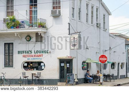 New Orleans, Louisiana/usa - 8/19/2020: Front Of Buffa's Lounge Restaurant In The Faubourg Marigny N