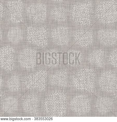 Seamless Gray French Woven Linen Texture Background. Farmhouse Ecru Flax Hemp Fiber Natural Pattern.