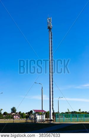 Cellular Base Station Or Base Transceiver Station. Telecommunication Tower. Wireless Communication A