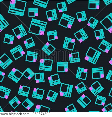 Line Buying Drugs Online Icon Isolated Seamless Pattern On Black Background. Online Buying Symbol. V