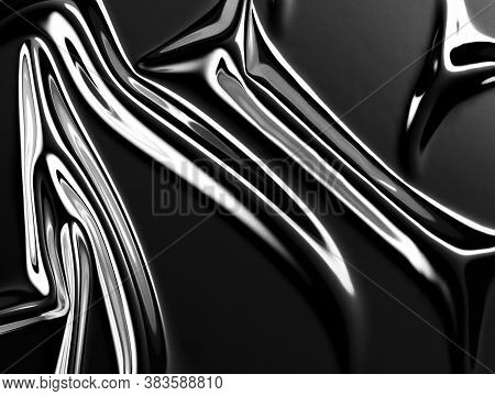 Blank Black Crumpled Plastic Foil Wrap Overlay Mockup, 3d Rendering. Empty Dark Crumpled Folia Packa