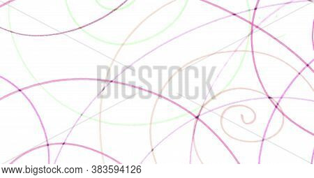 Random Scrawl Background. Pink Artistic Pen Texture. Graphic Simple Pattern. Pastel Entangled Round 