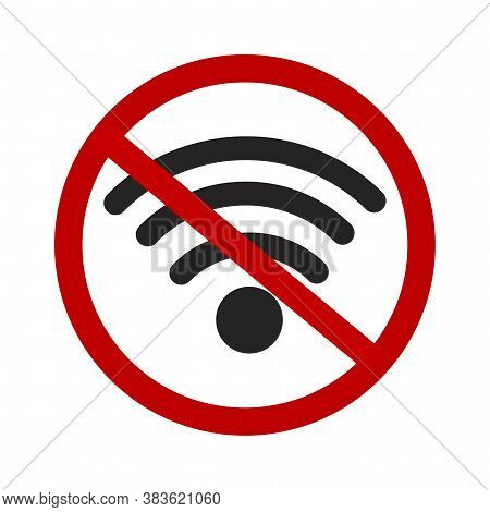 Vector Wifa Icon. Prohibition Of The Use Of Wai Fay. Jamming The Wireless Connection. Wi-fi Coverage