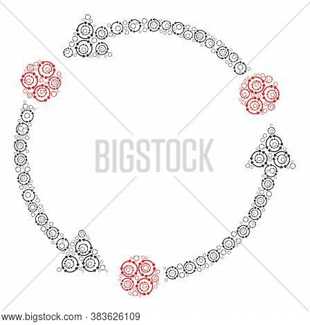 Vector Rotation Arrows Collage Is Formed Of Randomized Recursive Rotation Arrows Items. Recursive Co