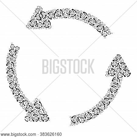 Vector Rotation Motion Collage Is Designed From Random Self Rotation Motion Items. Recursive Collage