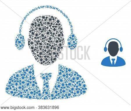Vector Call Center Agent Collage Is Done Of Randomized Self Call Center Agent Elements. Fractal Coll