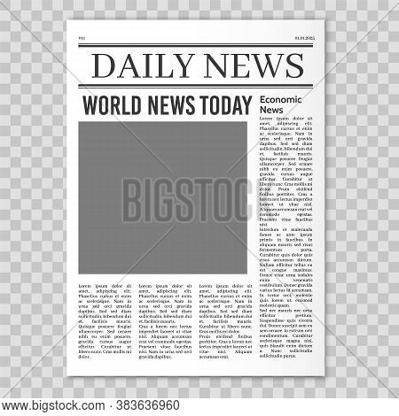 Newspaper Pages Template. News Paper Headline Vector Mockup. Tabloid Journal Simple Background. News